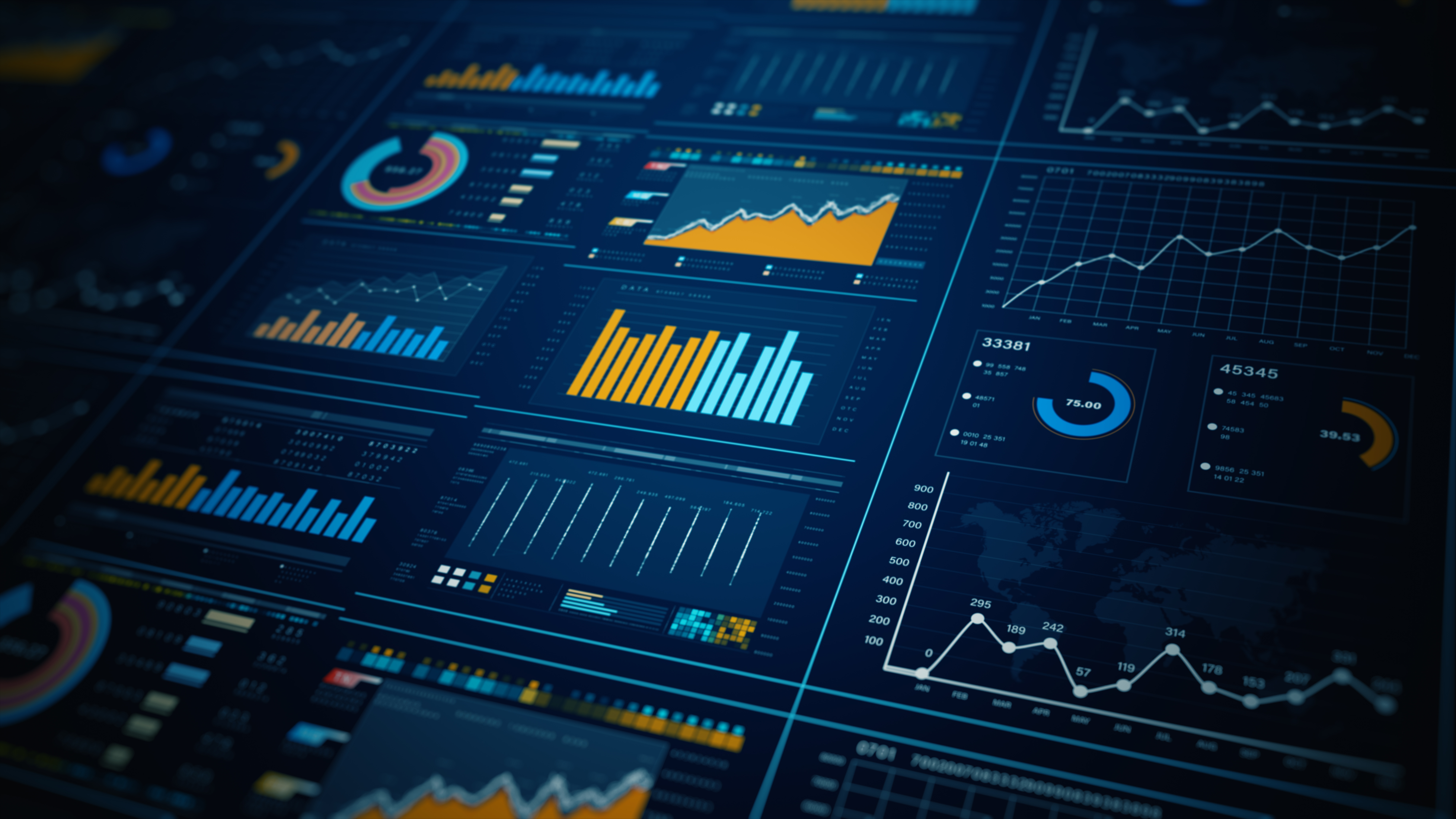 Dashboard displaying multiple financial charts.